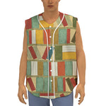 Watercolor Bookshelf Pattern Print Sleeveless Baseball Jersey