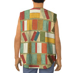 Watercolor Bookshelf Pattern Print Sleeveless Baseball Jersey