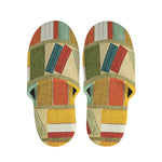 Watercolor Bookshelf Pattern Print Slippers