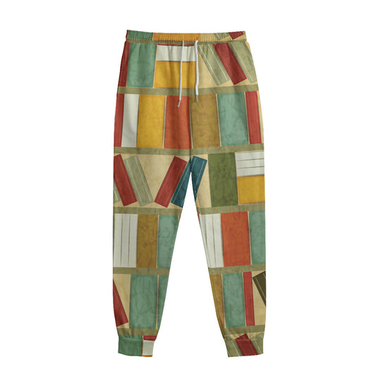 Watercolor Bookshelf Pattern Print Sweatpants