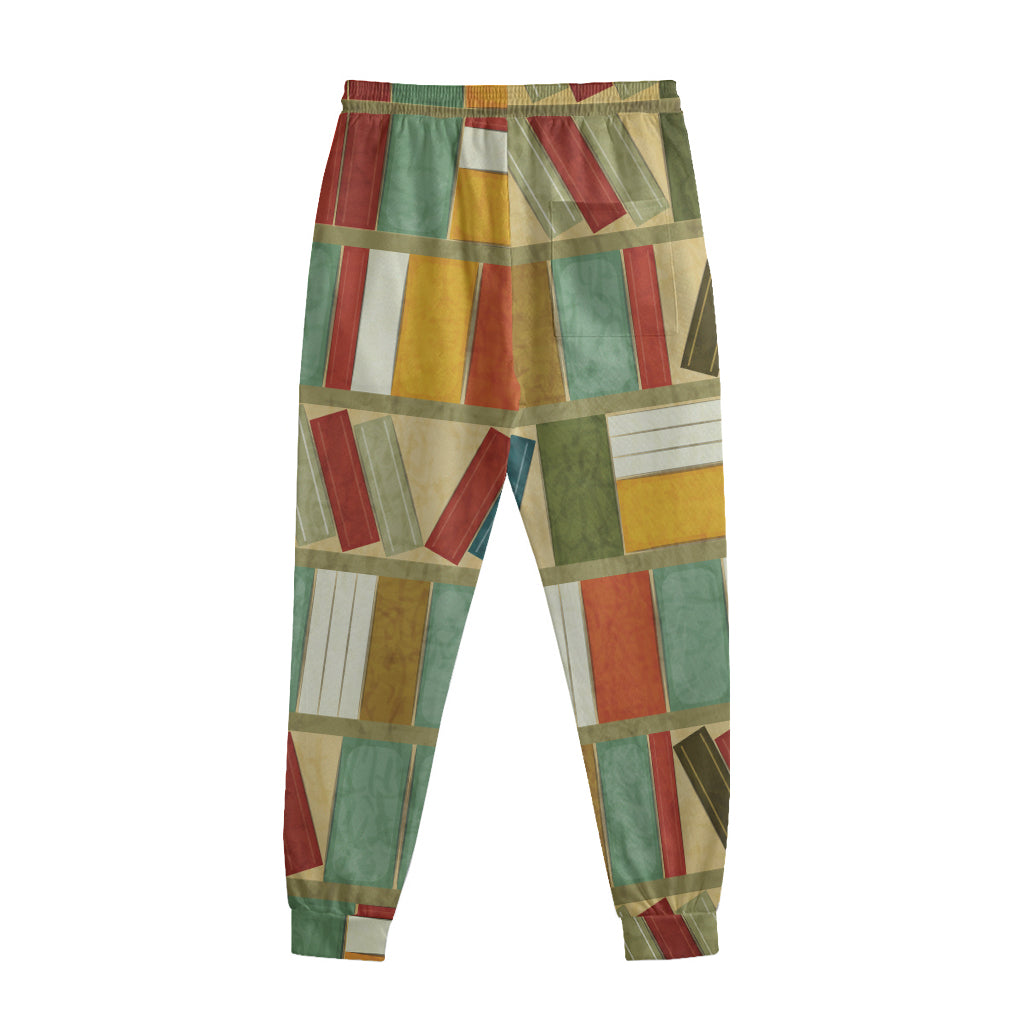 Watercolor Bookshelf Pattern Print Sweatpants