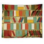 Watercolor Bookshelf Pattern Print Tapestry