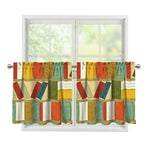 Watercolor Bookshelf Pattern Print Tier Curtains