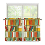Watercolor Bookshelf Pattern Print Tier Curtains