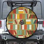 Watercolor Bookshelf Pattern Print Tire Cover With Camera Hole