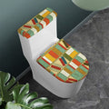 Watercolor Bookshelf Pattern Print Toilet Lid And Tank Cover Set