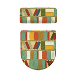 Watercolor Bookshelf Pattern Print Toilet Lid And Tank Cover Set