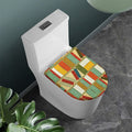 Watercolor Bookshelf Pattern Print Toilet Lid Cover