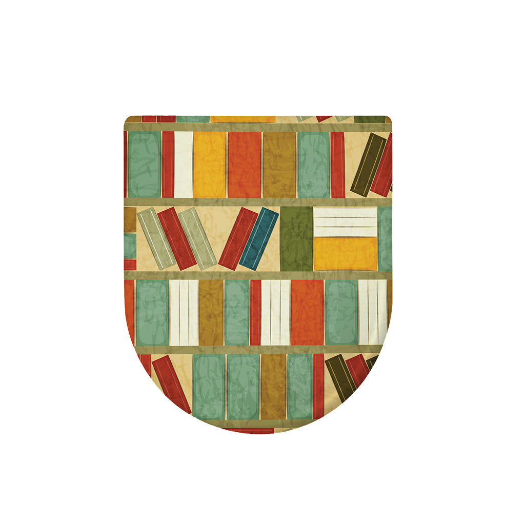 Watercolor Bookshelf Pattern Print Toilet Lid Cover