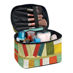 Watercolor Bookshelf Pattern Print Travel Makeup Bag