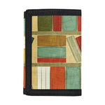 Watercolor Bookshelf Pattern Print Trifold Wallet