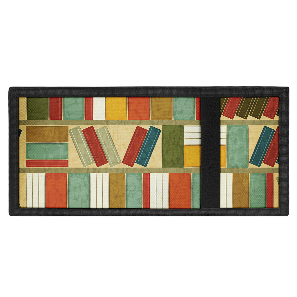 Watercolor Bookshelf Pattern Print Trifold Wallet
