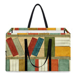 Watercolor Bookshelf Pattern Print Utility Tote Bag