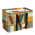 Watercolor Bookshelf Pattern Print Utility Tote Bag
