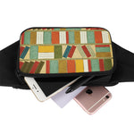 Watercolor Bookshelf Pattern Print Waist Bag
