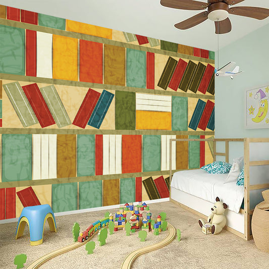 Watercolor Bookshelf Pattern Print Wall Sticker