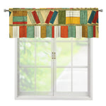 Watercolor Bookshelf Pattern Print Window Valance