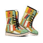 Watercolor Bookshelf Pattern Print Winter Boots