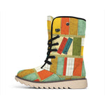 Watercolor Bookshelf Pattern Print Winter Boots