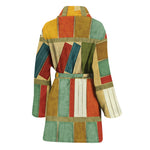 Watercolor Bookshelf Pattern Print Women's Bathrobe