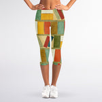 Watercolor Bookshelf Pattern Print Women's Capri Leggings