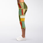 Watercolor Bookshelf Pattern Print Women's Capri Leggings