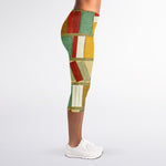 Watercolor Bookshelf Pattern Print Women's Capri Leggings
