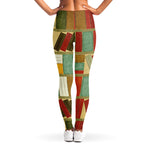 Watercolor Bookshelf Pattern Print Women's Leggings