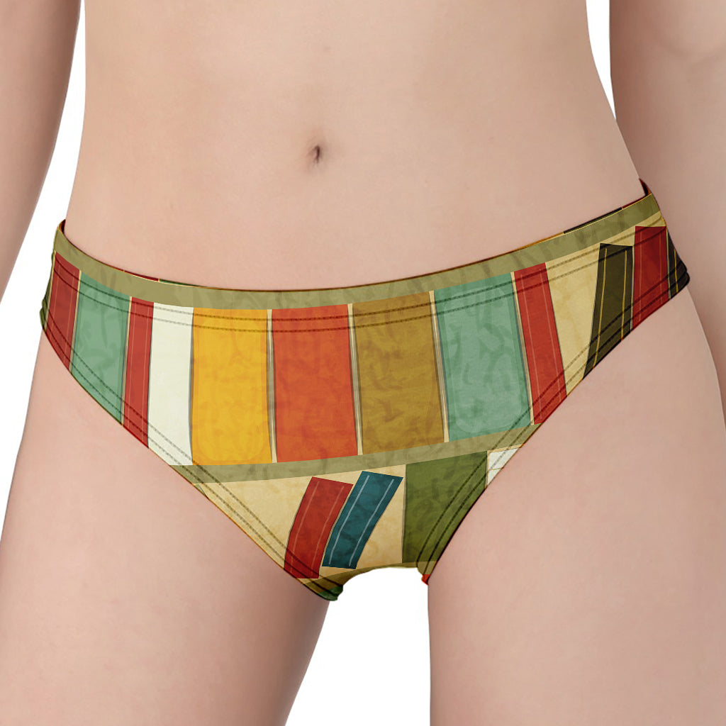 Watercolor Bookshelf Pattern Print Women's Panties