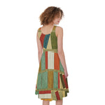 Watercolor Bookshelf Pattern Print Women's Sleeveless Dress