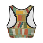 Watercolor Bookshelf Pattern Print Women's Sports Bra