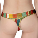 Watercolor Bookshelf Pattern Print Women's Thong