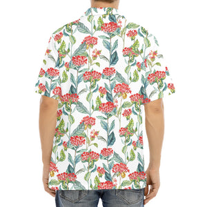 Watercolor Bouvardia Print Aloha Shirt