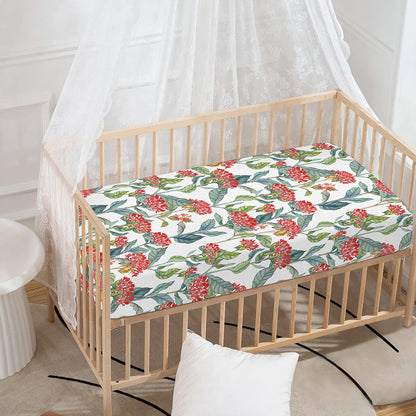 Watercolor Bouvardia Print Baby Crib Sheet