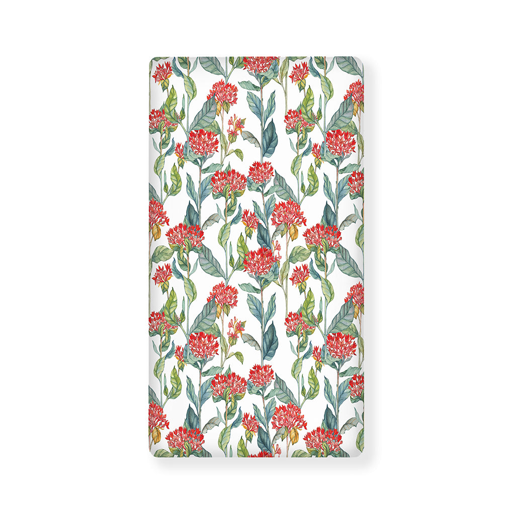 Watercolor Bouvardia Print Baby Crib Sheet