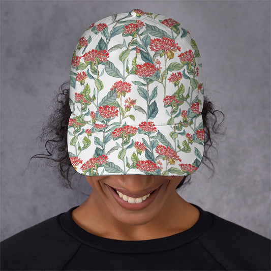 Watercolor Bouvardia Print Baseball Cap