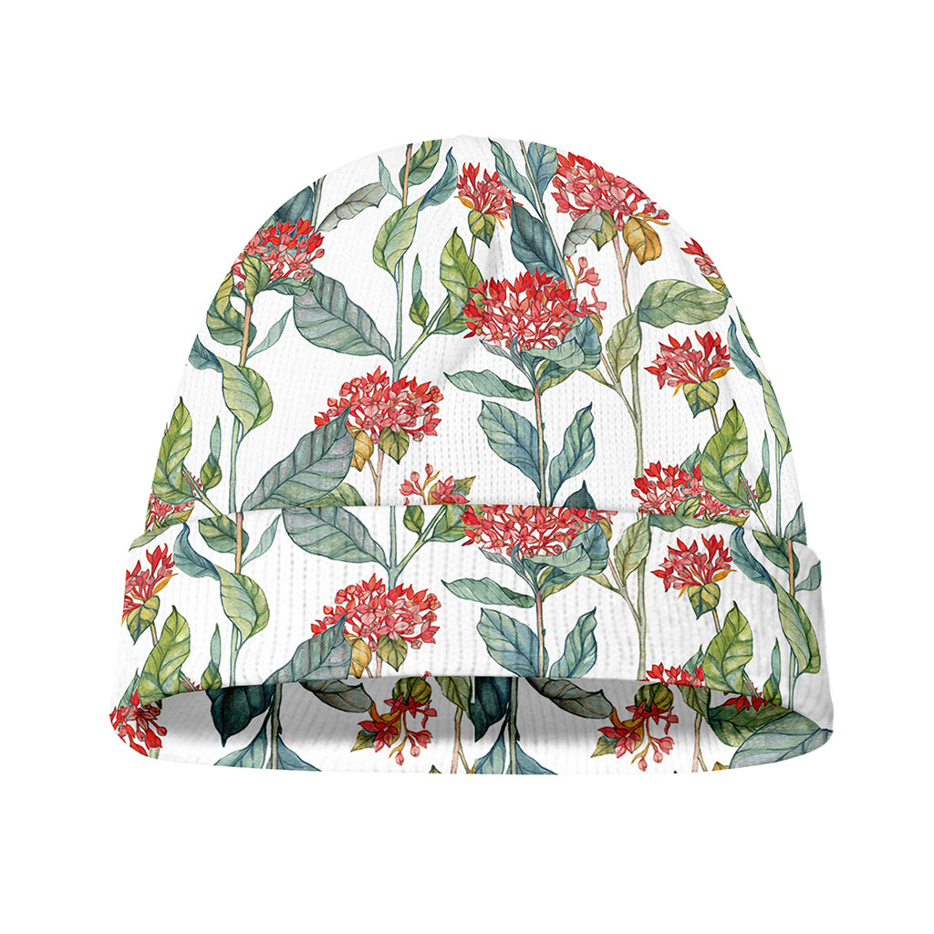 Watercolor Bouvardia Print Beanie