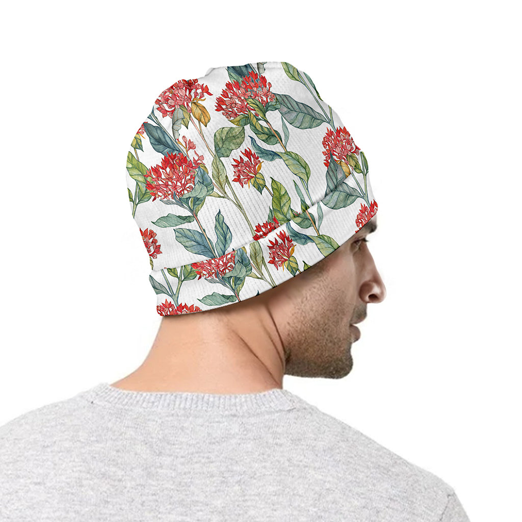 Watercolor Bouvardia Print Beanie
