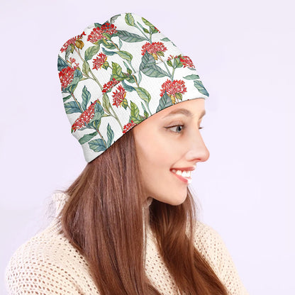 Watercolor Bouvardia Print Beanie