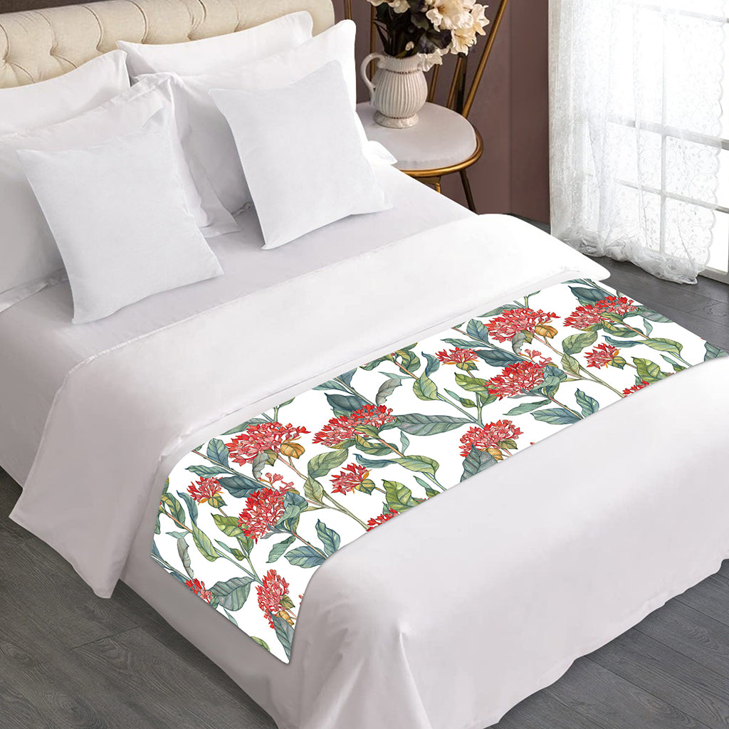 Watercolor Bouvardia Print Bed Runner