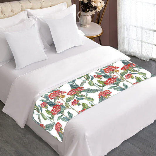 Watercolor Bouvardia Print Bed Runner