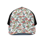 Watercolor Bouvardia Print Black Mesh Trucker Cap