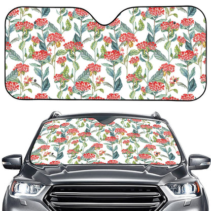Watercolor Bouvardia Print Car Windshield Sun Shade