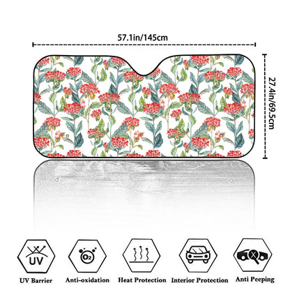 Watercolor Bouvardia Print Car Windshield Sun Shade