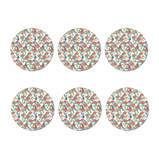 Watercolor Bouvardia Print Coaster Set
