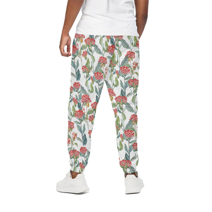 Watercolor Bouvardia Print Cotton Pants