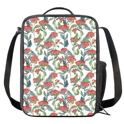 Watercolor Bouvardia Print Crossbody Lunch Bag