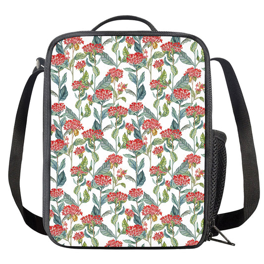 Watercolor Bouvardia Print Crossbody Lunch Bag