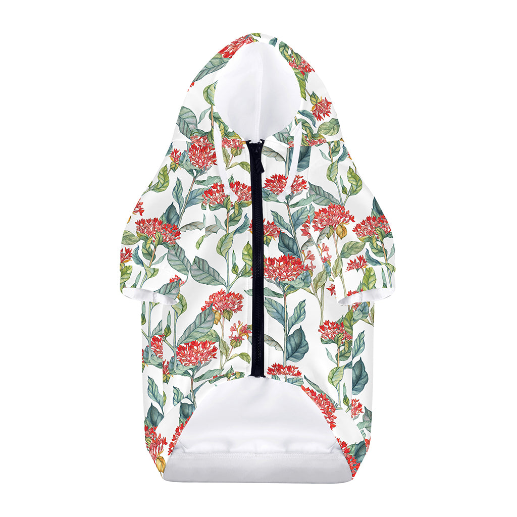 Watercolor Bouvardia Print Dog Zip Up Hoodie