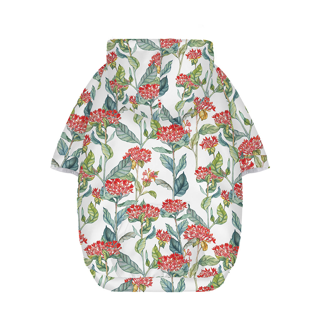 Watercolor Bouvardia Print Dog Zip Up Hoodie